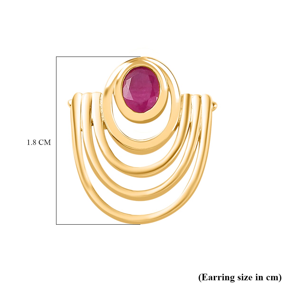 Natural John Saul Ruby Solitaire Stud Earrings in 18K Vermeil YG Plated Sterling Silver
