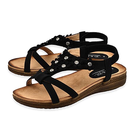 Jo & Joe Grenada Twin Touch Fasten Sandal (Size 3) - Black