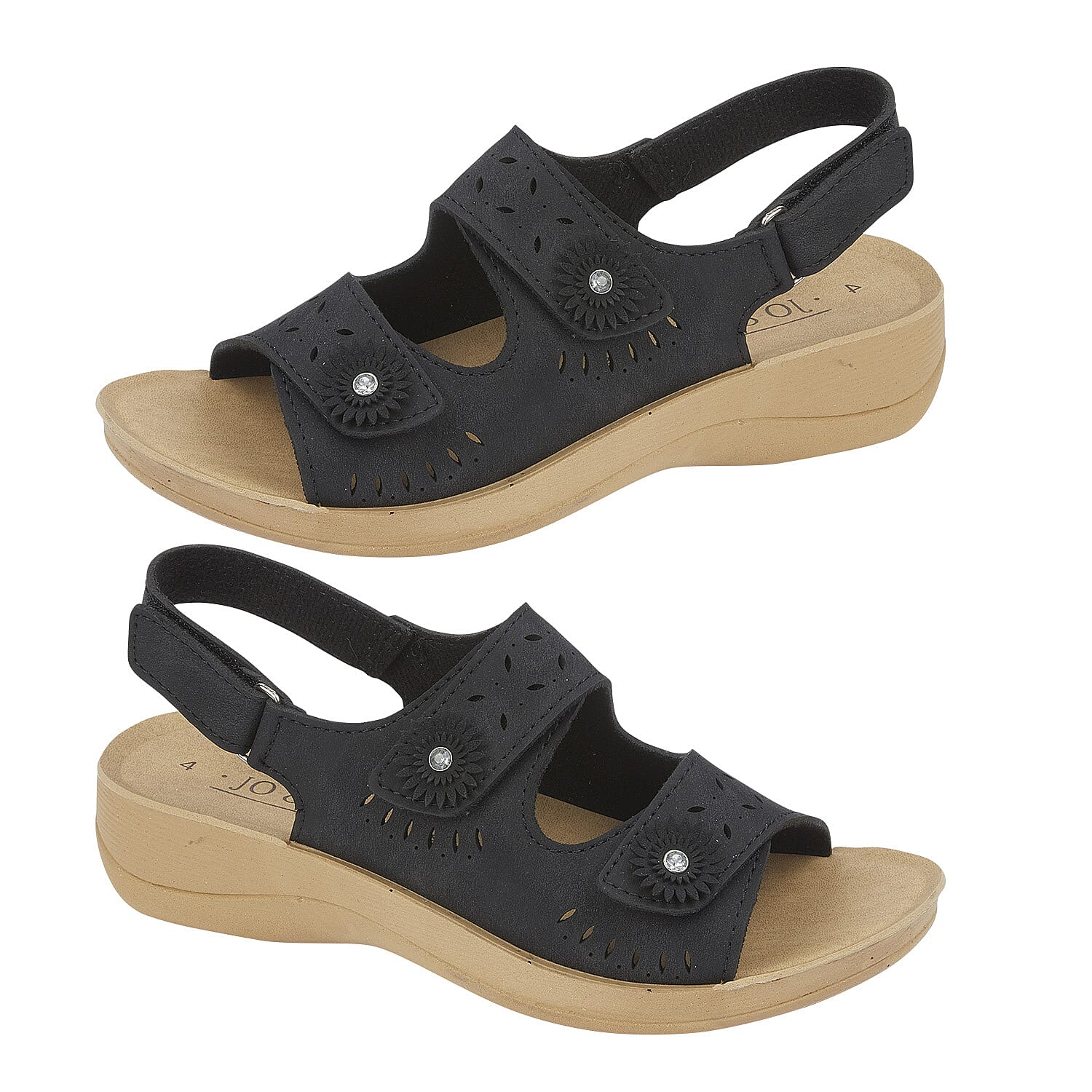 Jo & Joe Grenada Twin Touch Fasten Sandal (Size 3) - Black