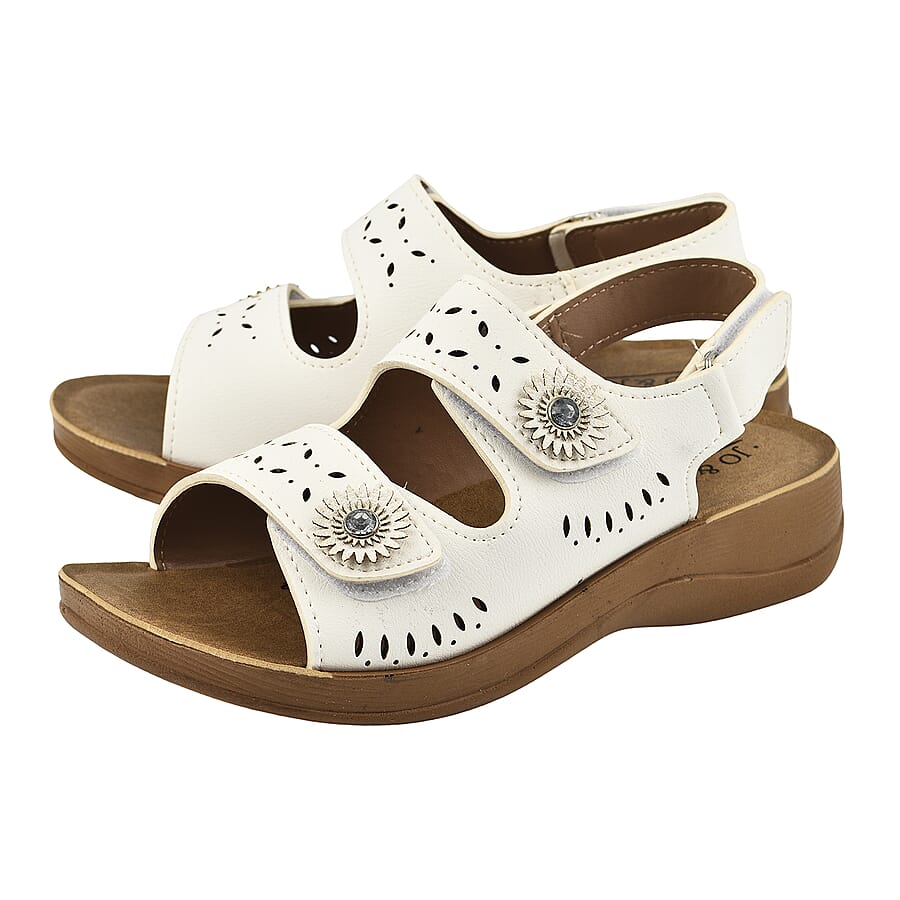 Jo and Joe Twin Touch Fasten Sandal - White