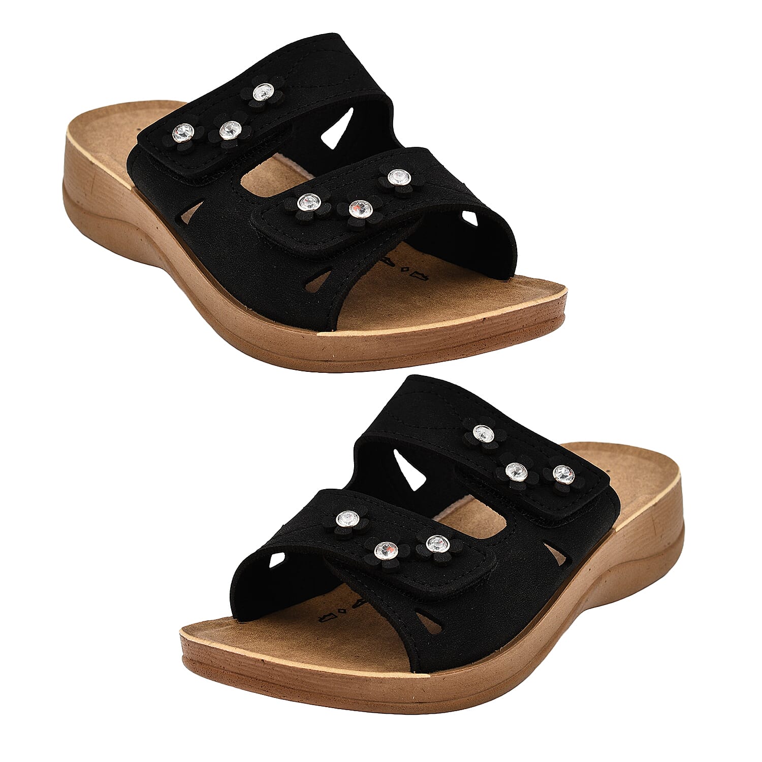 Twin Strap FREESIA Ladies Mule Sandal (Size 36) - Black