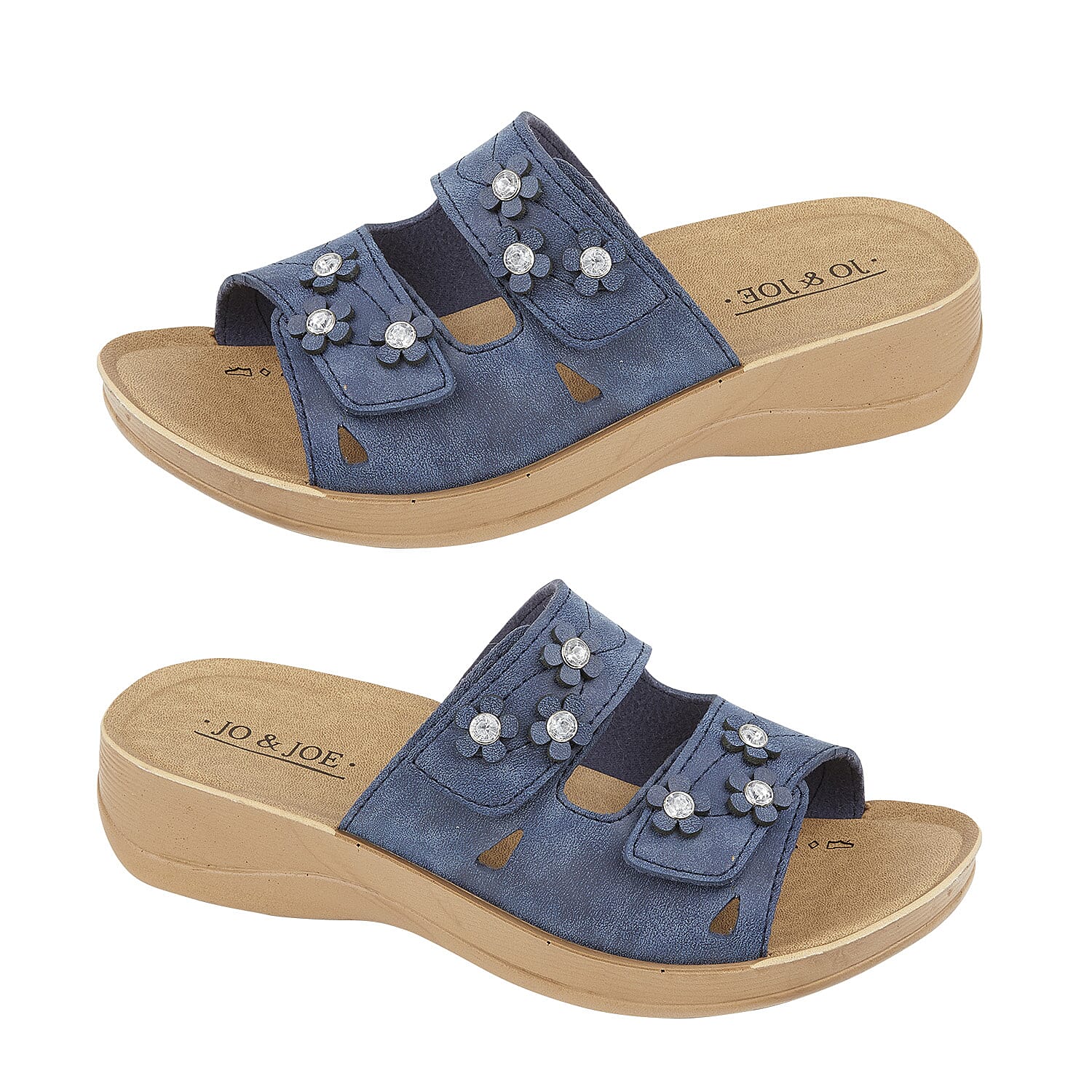 Twin Strap FREESIA Ladies Mule Sandal (Size 36) - Navy