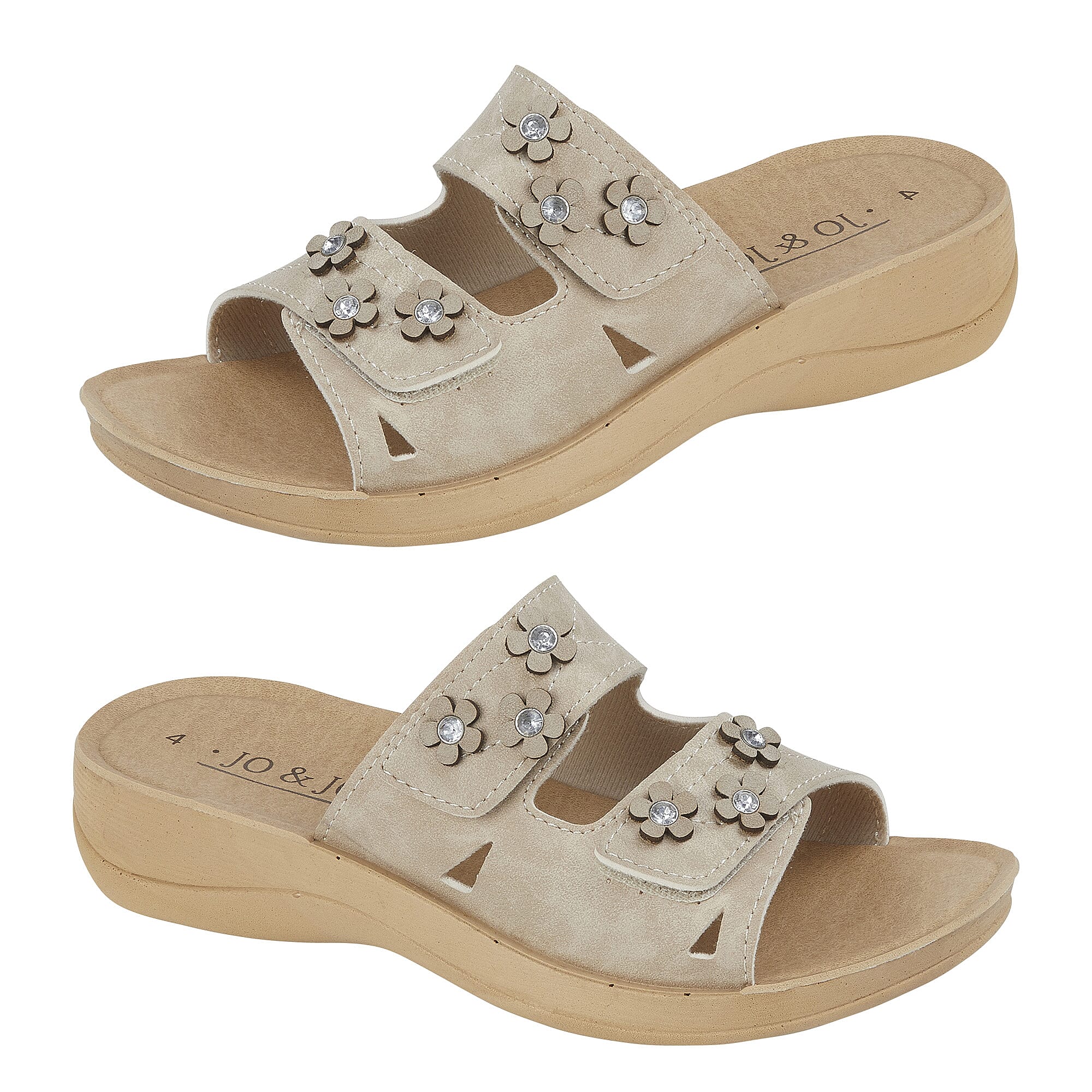 Twin Strap FREESIA Ladies Mule Sandal (Size 37) - Beige