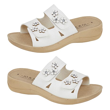 Twin Strap FREESIA Ladies Mule Sandal (Size 37) - White