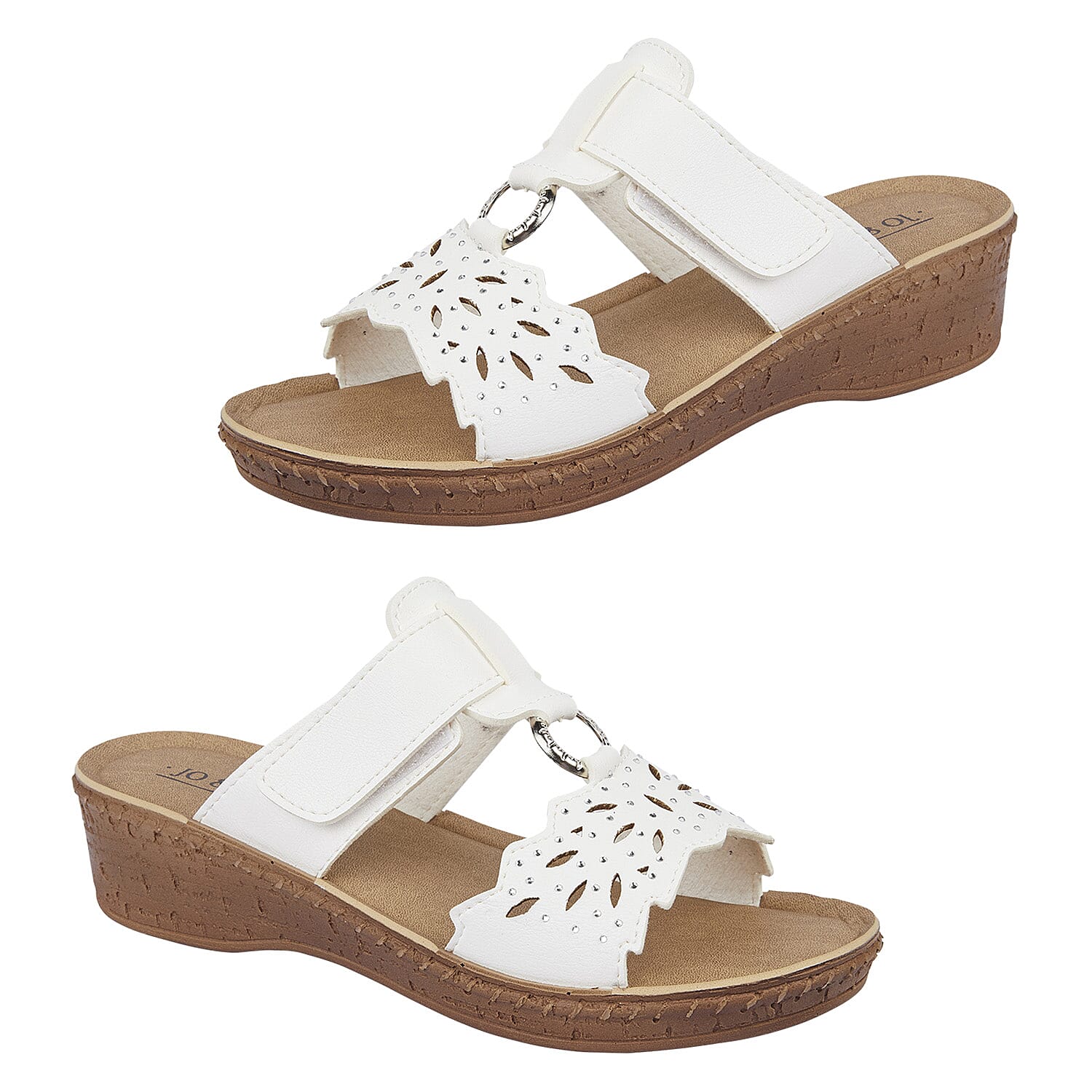 ShoeTree Comfort Gibraltar Touch Fasten Mule Sandal (Size 3) - White