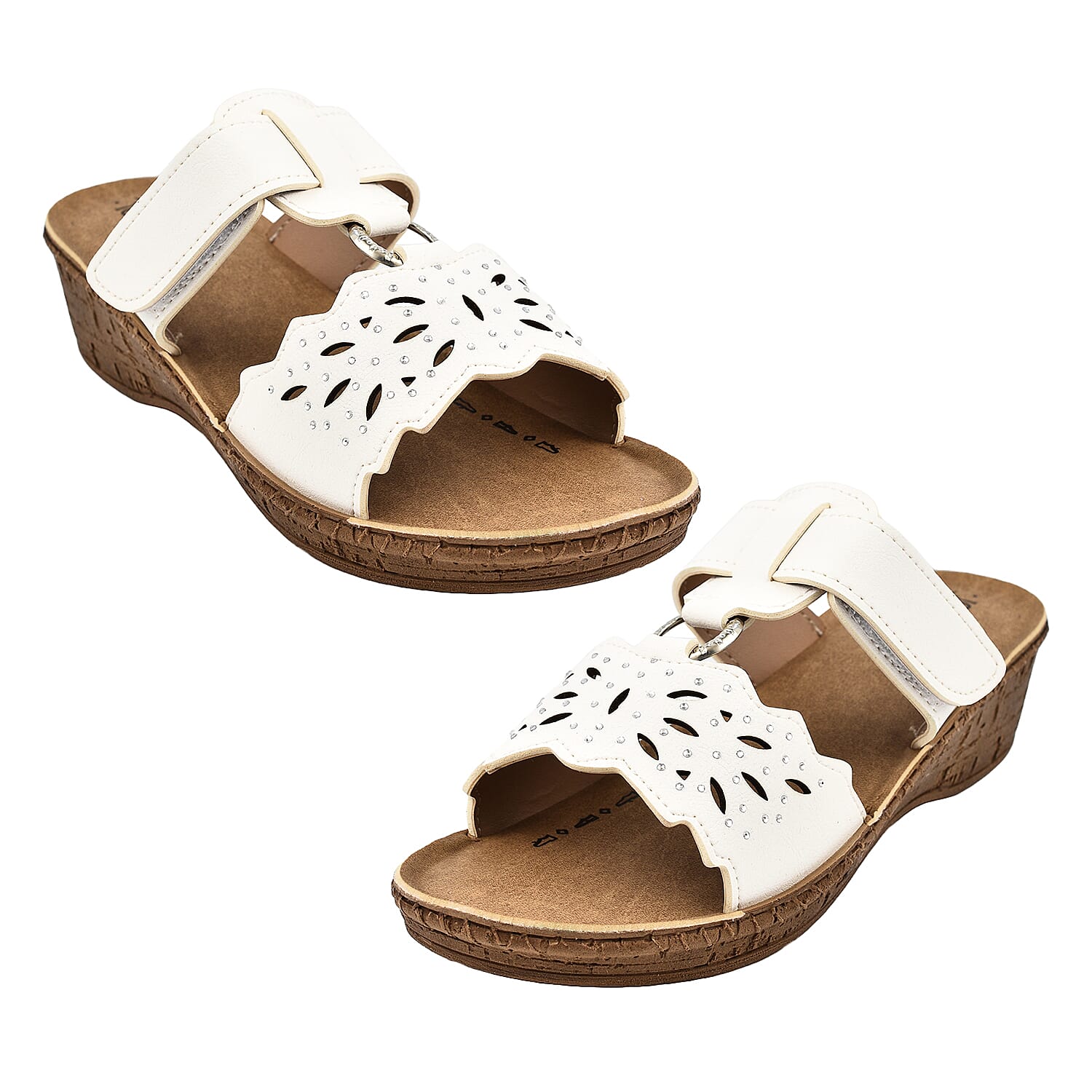 ShoeTree Comfort Gibraltar Touch Fasten Mule Sandal (Size 3) - White