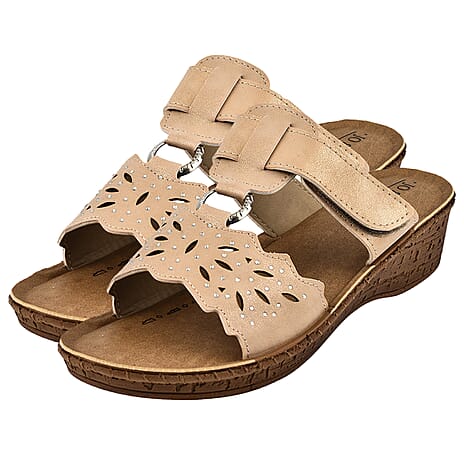 Jo - Joe Gibraltar Touch Fasten Mule Sandal (Size 4) - Gold