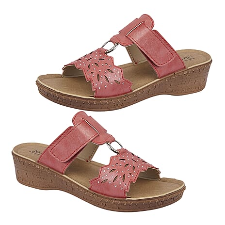 Jo - Joe Gibraltar Touch Fasten Mule Sandal (Size 4) - Red