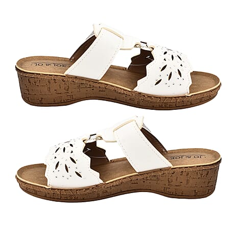 ShoeTree Comfort Gibraltar Touch Fasten Mule Sandal (Size 5) - White
