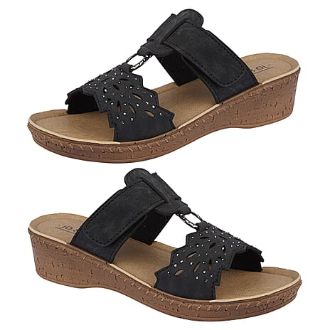Jo - Joe Gibraltar Touch Fasten Mule Sandal (Size 6) - Black