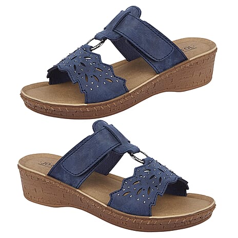 Jo & Joe Gibraltar Touch Fasten Mule Sandal (Size 6) - Navy