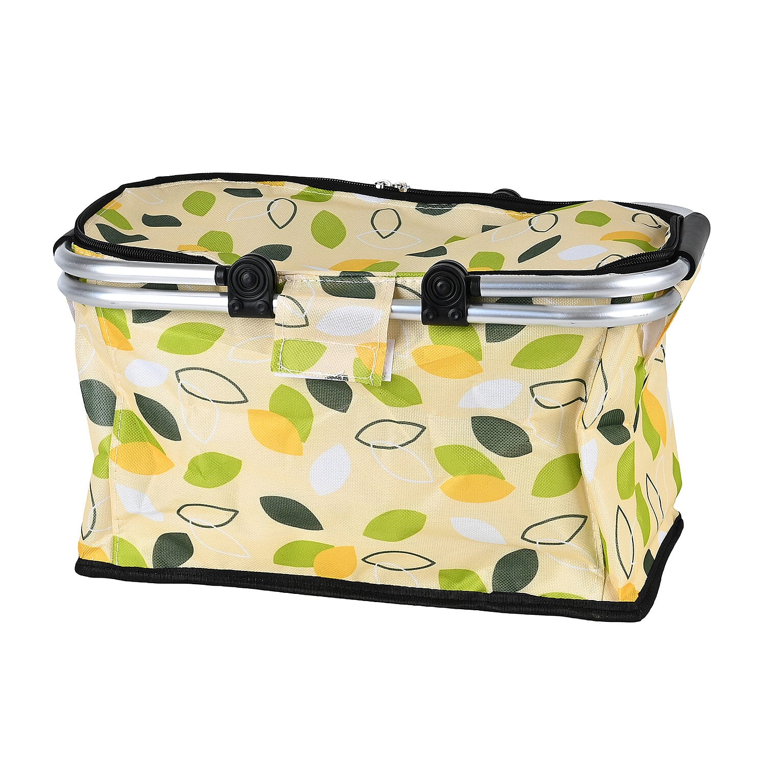 18L Collapsible Picnic Bag with Leaves Pattern - Yellow & Green