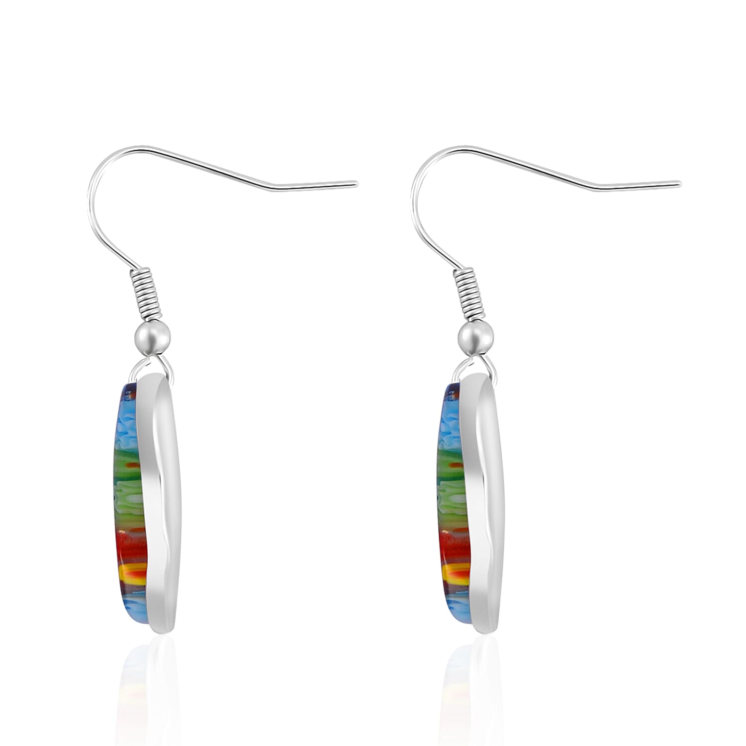 Multi Colour Murano Style Glass Butterfly Earrings with Hook