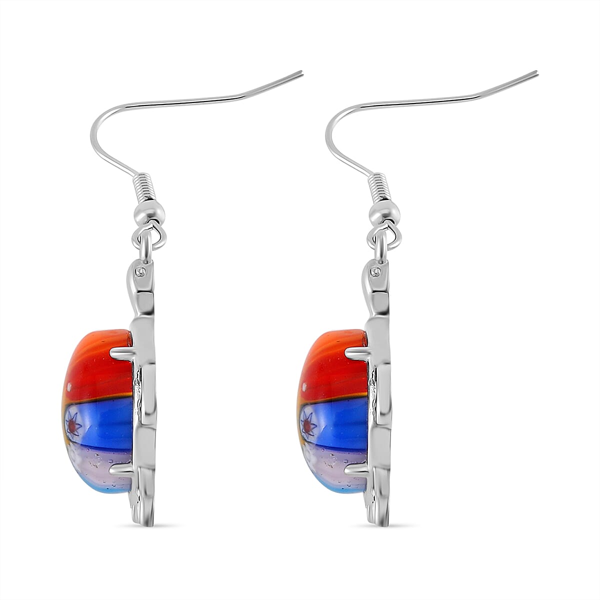 Murano Glass Earring Pure White Stainless Steel 0.01 ct 0.010 Ct. Murano Glass Earring Pure White Stainless Steel 0.01 ct 0.010 Ct.