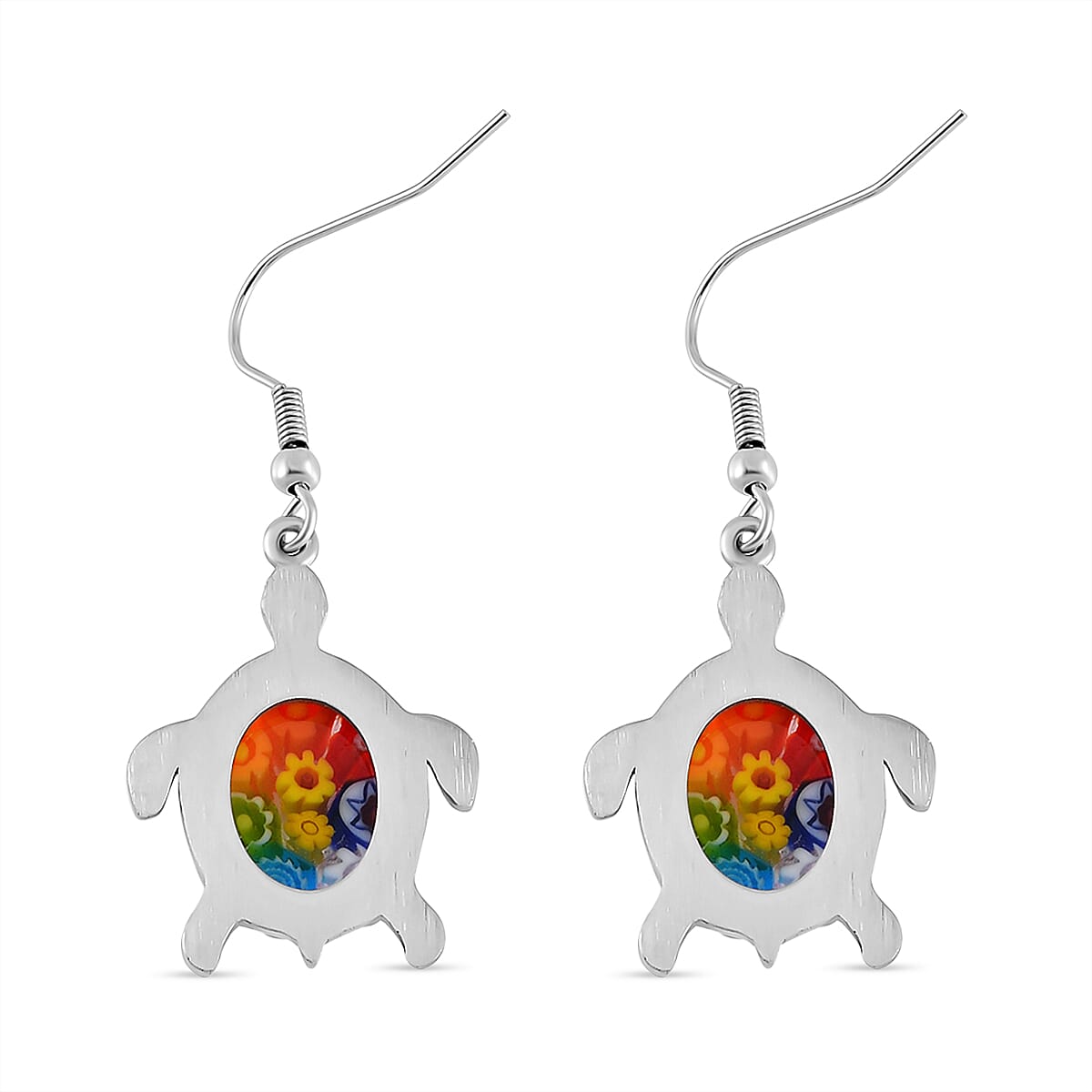 Murano Glass Earring Pure White Stainless Steel 0.01 ct 0.010 Ct. Murano Glass Earring Pure White Stainless Steel 0.01 ct 0.010 Ct.