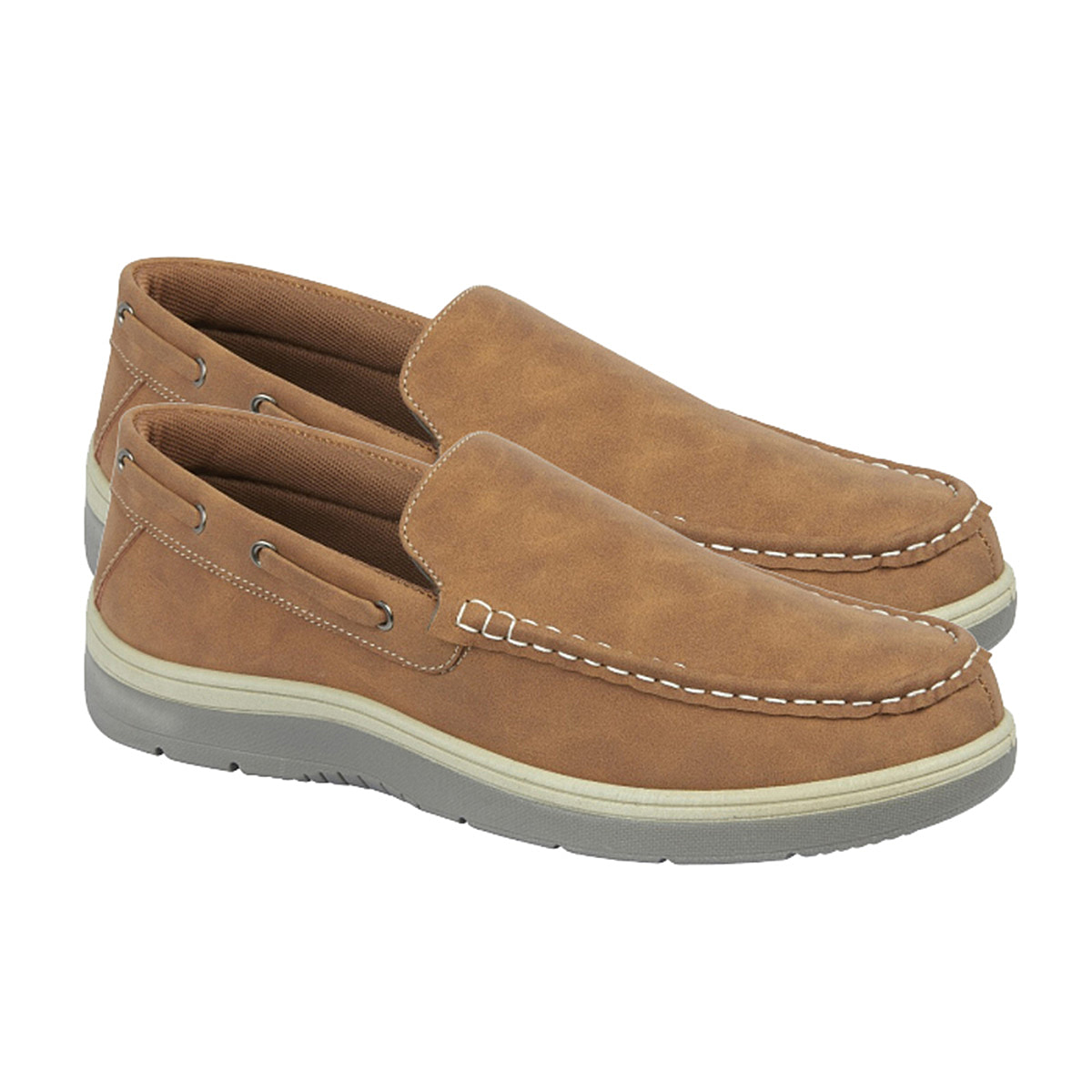 Exmouth-Mens-Slip-On-Boat-Shoes-Size-7-Brown