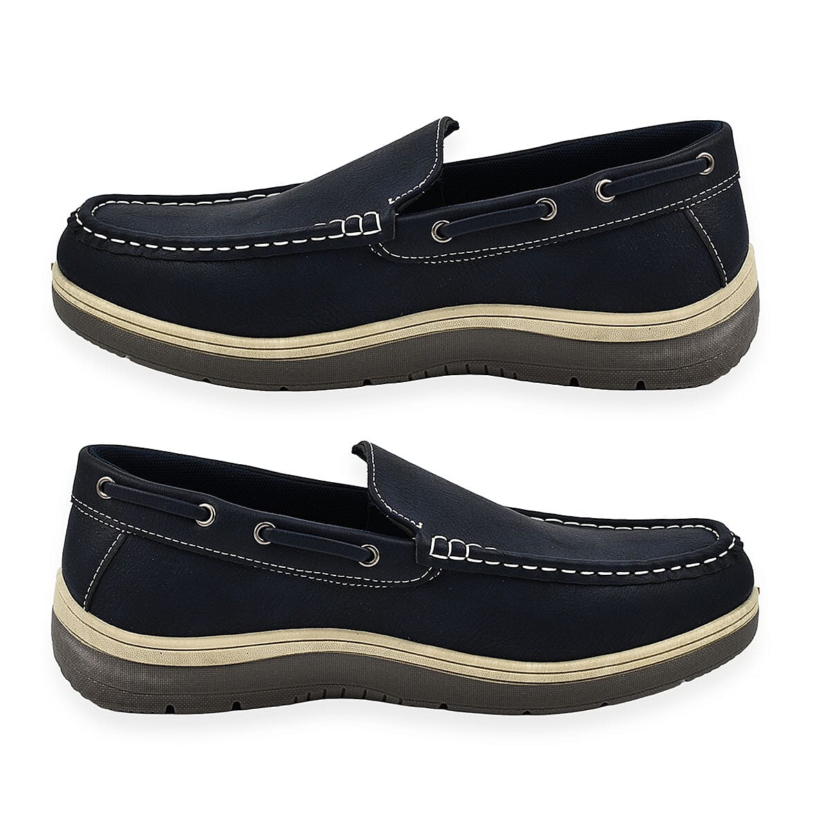 Exmouth Mens Slip On Boat Shoes (Size 7) - Navy