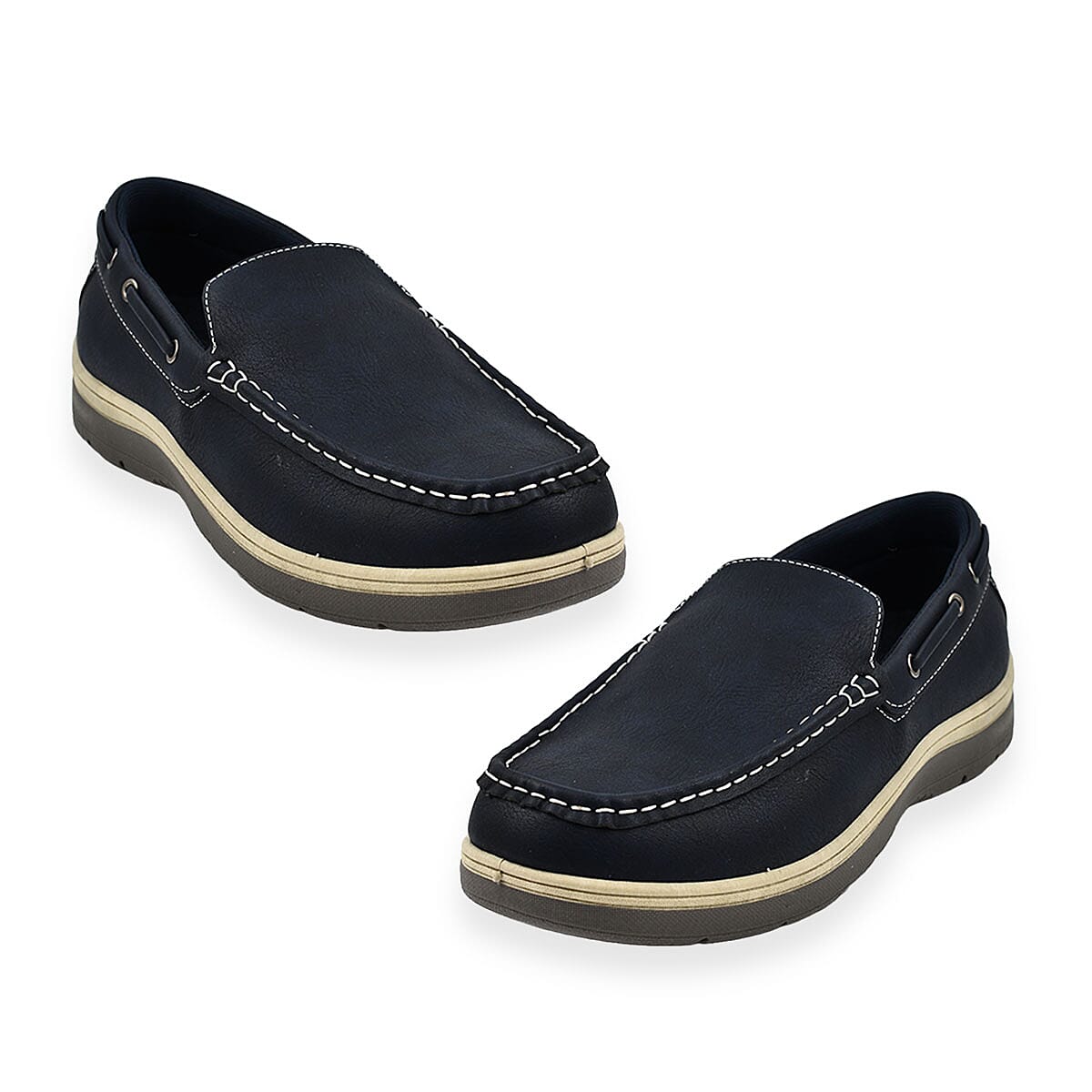 Exmouth Mens Slip On Boat Shoes (Size 7) - Navy