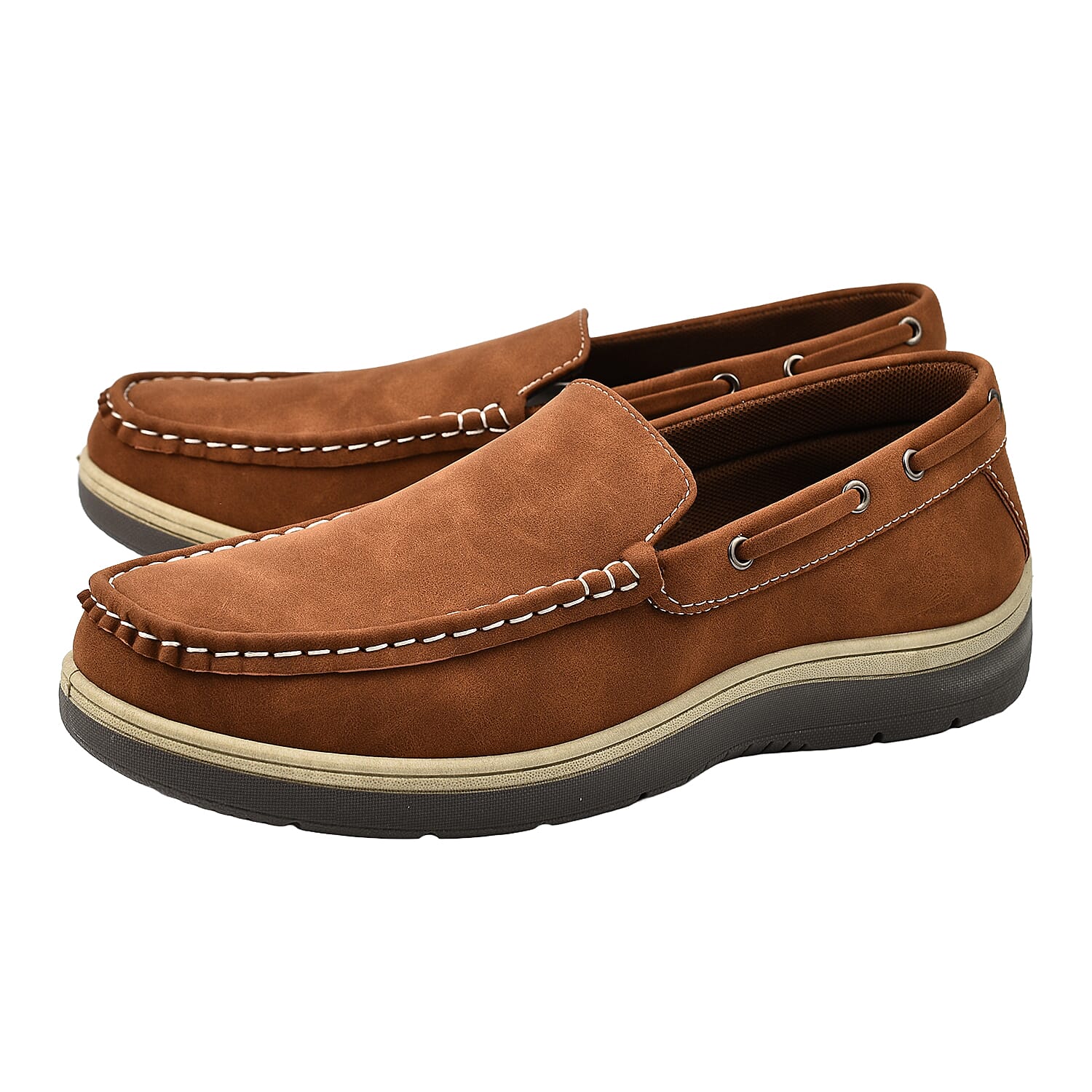 Exmouth Mens Slip On Boat Shoes (Size 8) - Brown