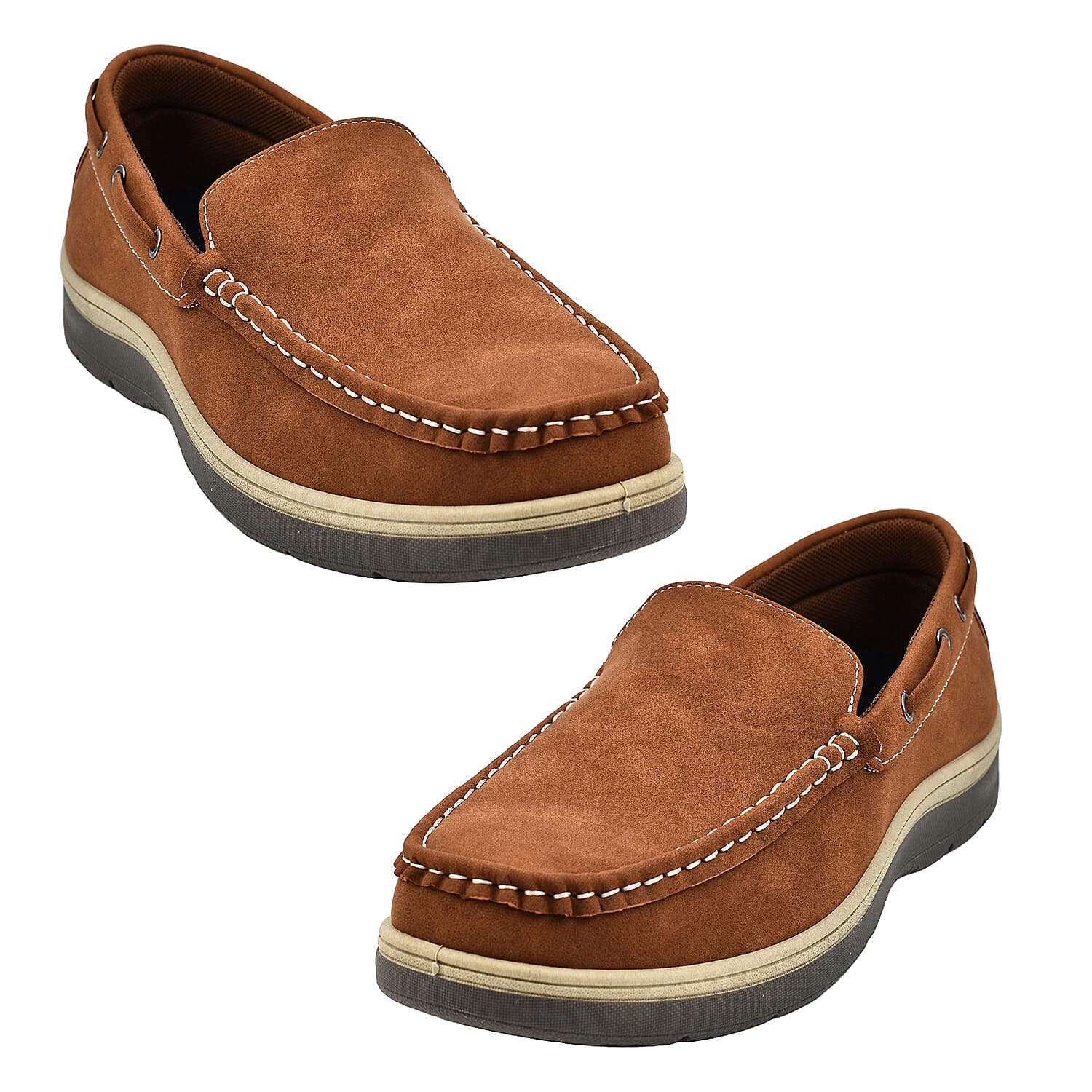 Exmouth Mens Slip On Boat Shoes (Size 8) - Brown