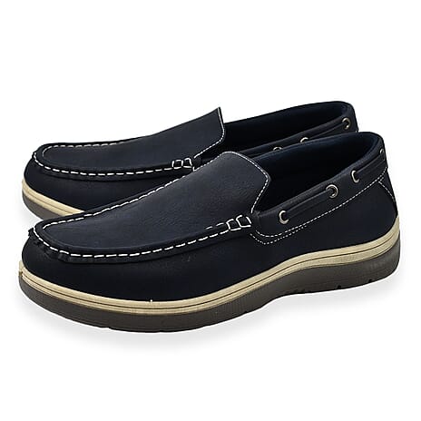 Exmouth Mens Slip On Boat Shoes (Size 8) - Navy