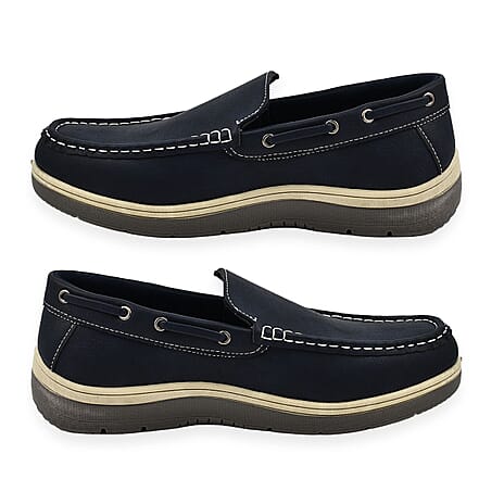 Exmouth Mens Slip On Boat Shoes (Size 12) - Navy