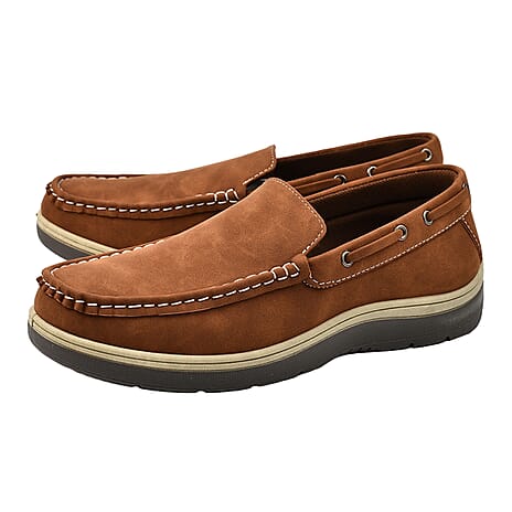 Exmouth Mens Slip On Boat Shoes (Size 10) - Brown