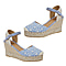 Jo & Joe Summer Embroidered Platform Wedge Sandal - Blue