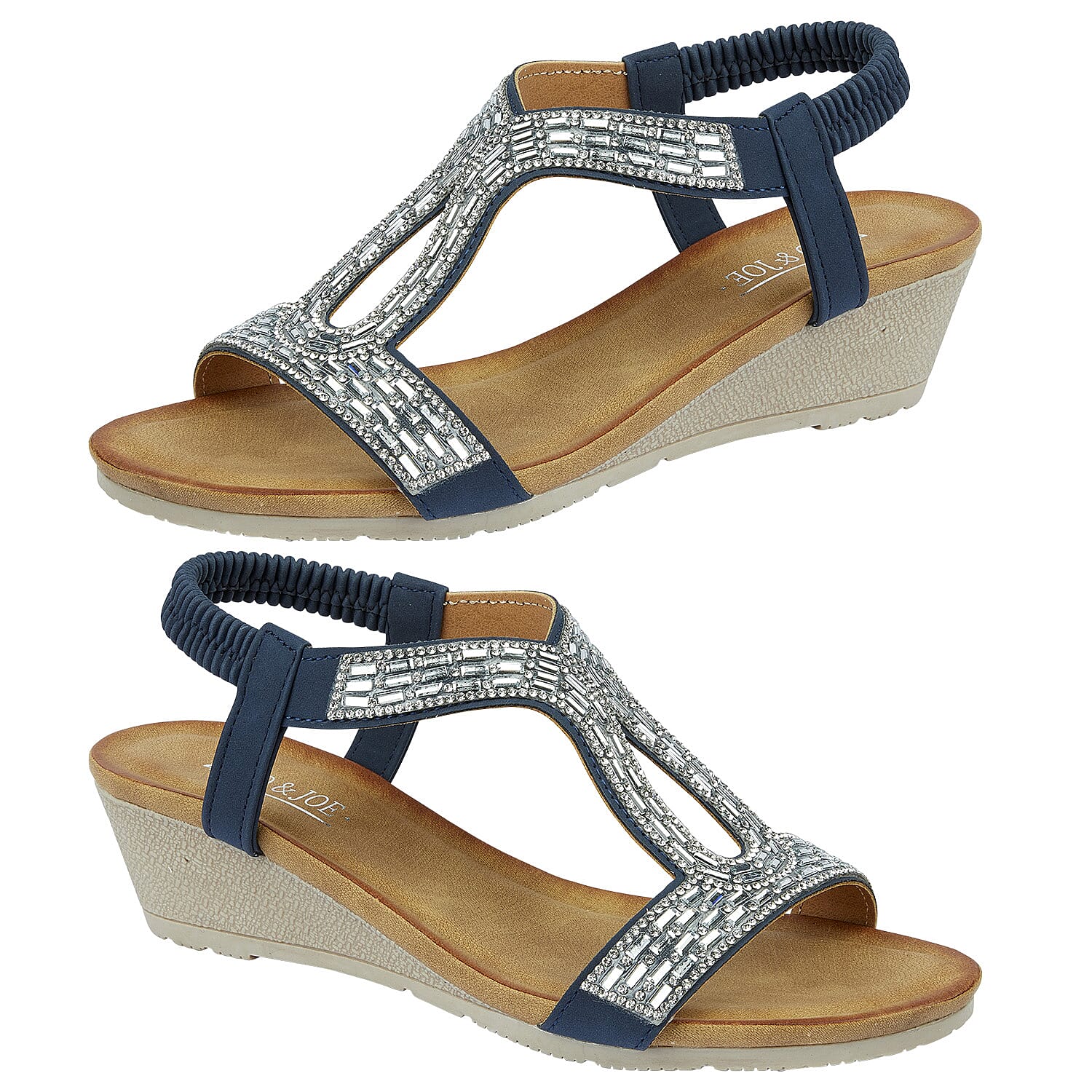 Jo & Joe Cape Verde Medium Wedge Sandal (Size 6) - Navy