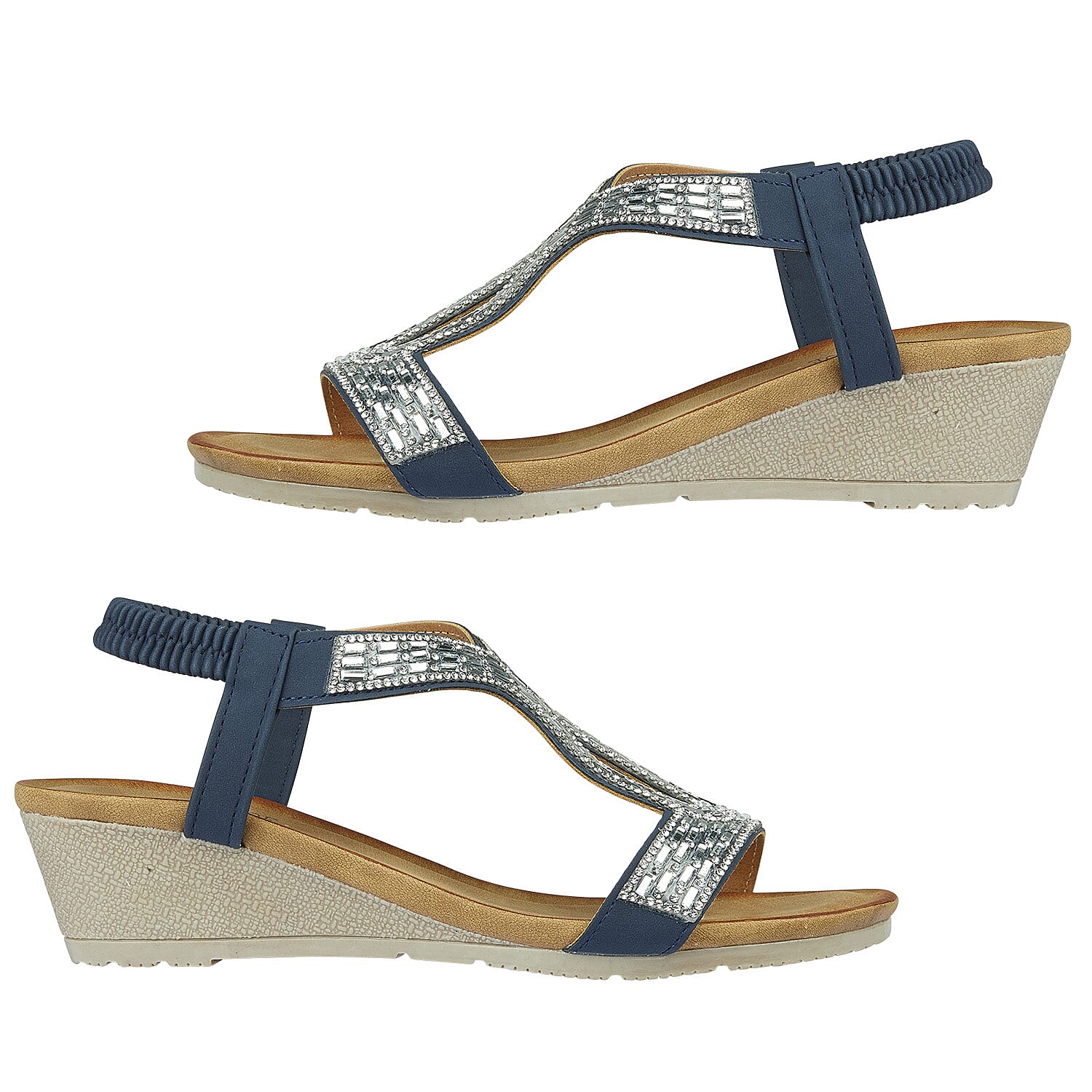 Jo & Joe Cape Verde Medium Wedge Sandal (Size 6) - Navy