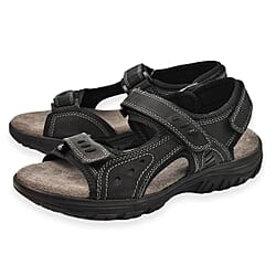 Bowland Mens Nubuck Sporty Leather Sandal - Black