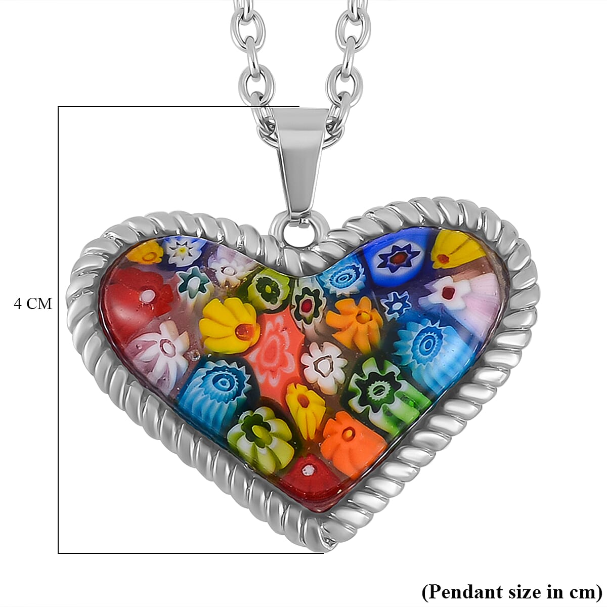 Multi Color Murano Glass  Necklace (Size - 24) Pure White Stainless Steel  0.01 ct  0.010  Ct.