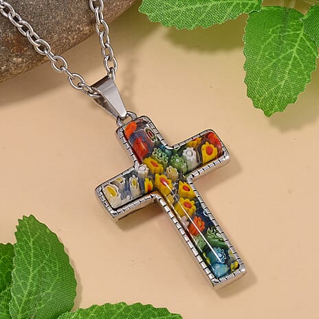 Multi Color Murano Style Glass  Necklace (Size - 24)