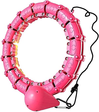 Weighted Smart Hula Ring Hoops with 360 Auto Rotation Massage - Pink