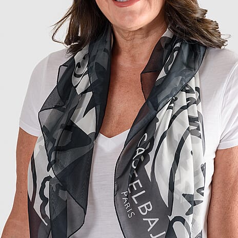 JC De Castelbajac Scarf (Size 90 cm) - Black - White
