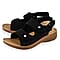 Jo & Joe Naples Cross Over Floral Embellishment Slight Wedge Sandal - Black