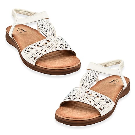 Diamante Trim Barbados Open Toe Embellished Sandal (Size 7) - White