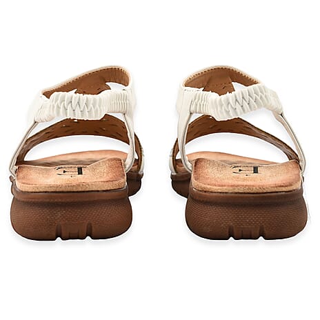 Diamante Trim Barbados Open Toe Embellished Sandal (Size 7) - White