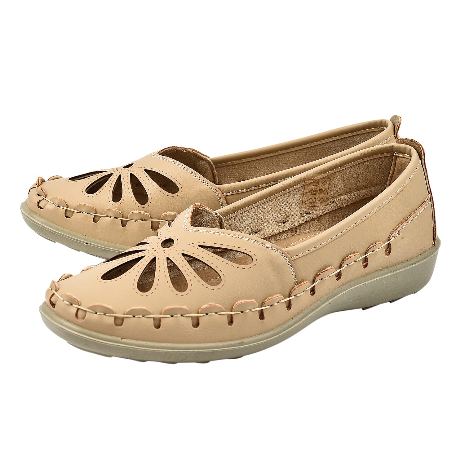 Shoe Tree Comfort Cut Out Summer Shoe (Size 5) - Beige