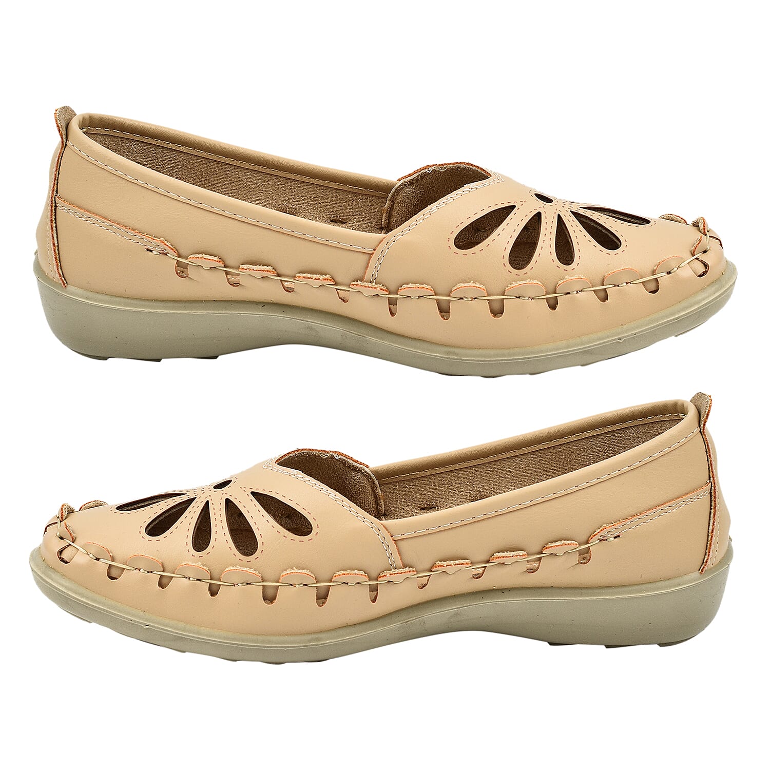 Shoe Tree Comfort Cut Out Summer Shoe (Size 5) - Beige