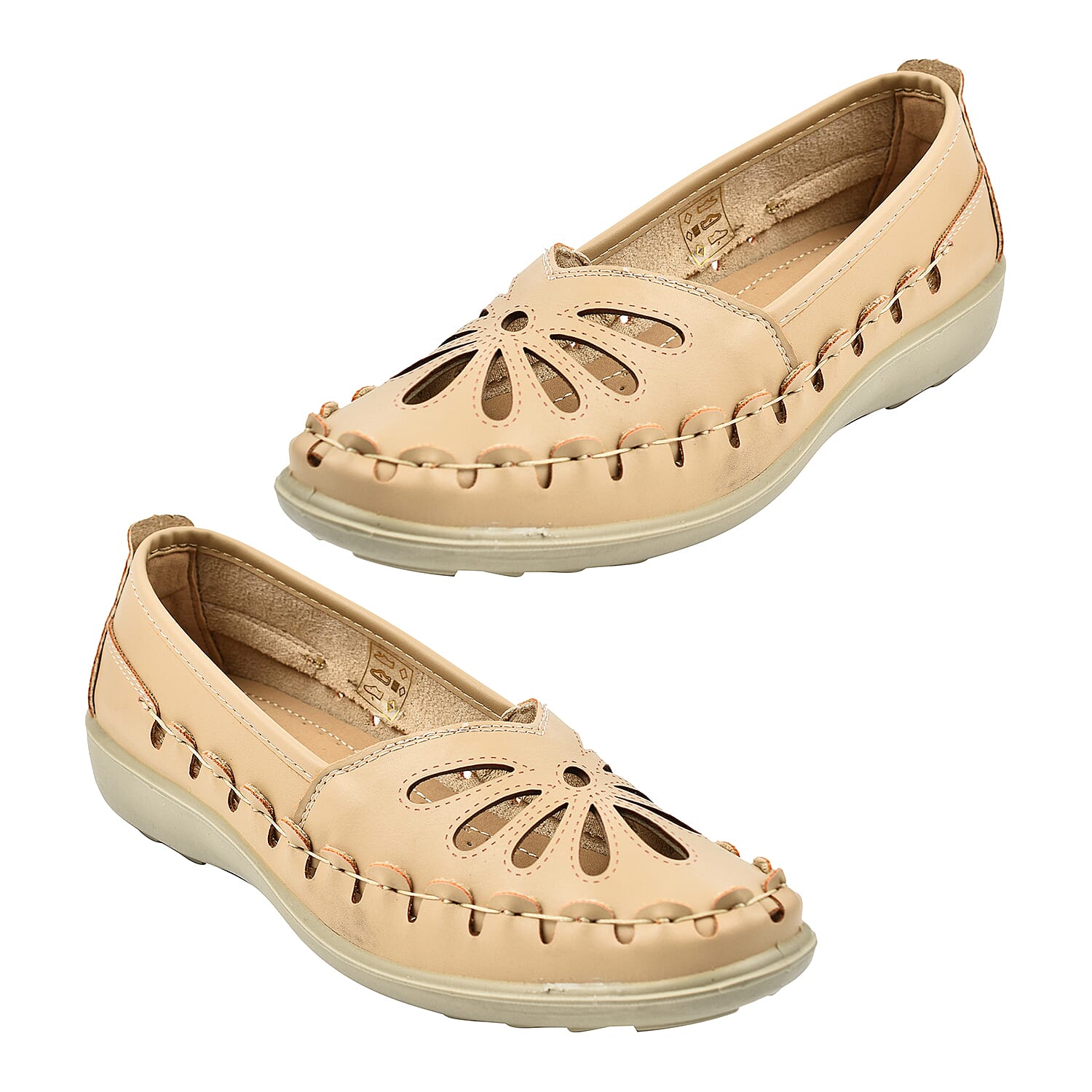 Shoe Tree Comfort Cut Out Summer Shoe (Size 5) - Beige