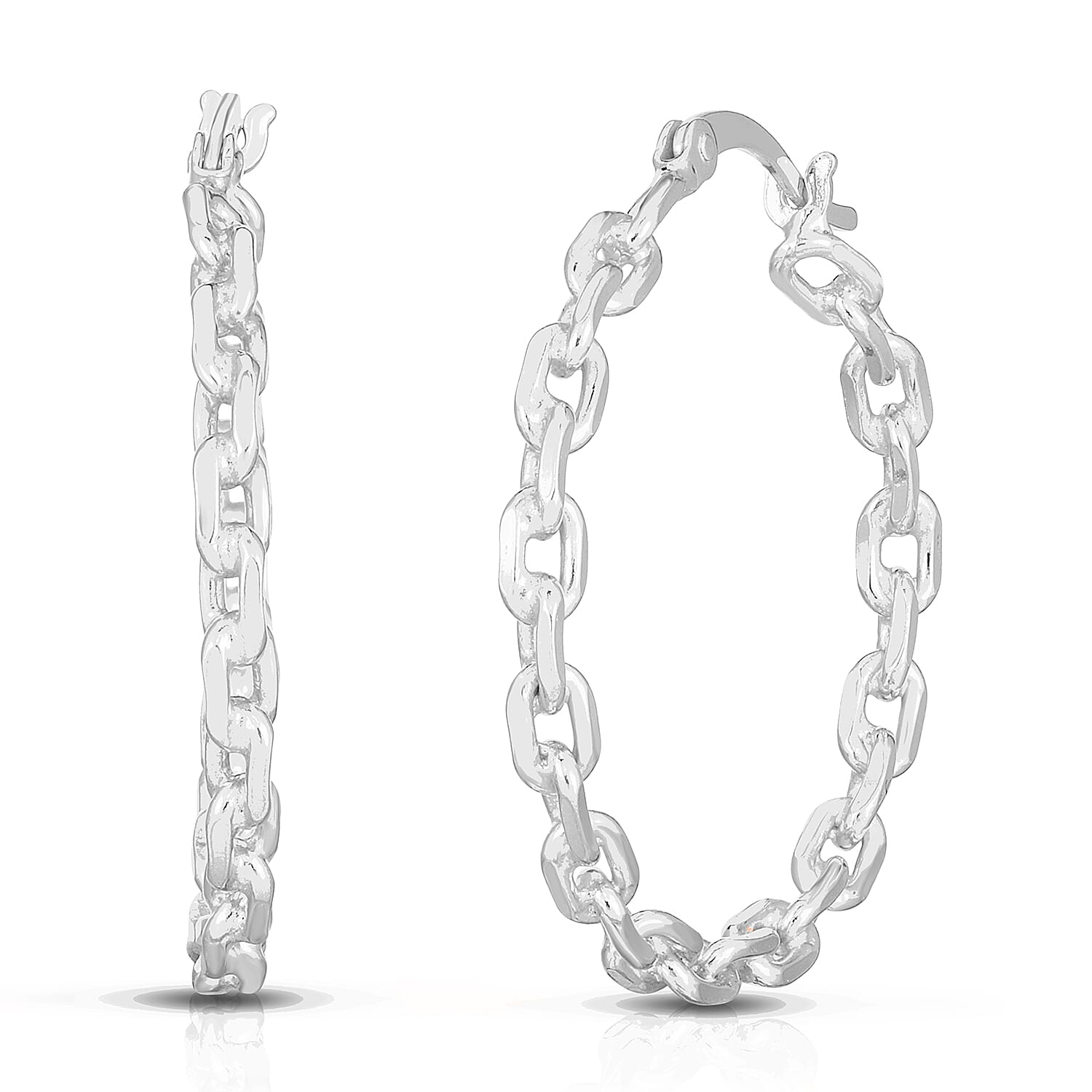 Closeout - Rhodium Overlay Rolo Link Sterling Silver Earring - 7766546 ...