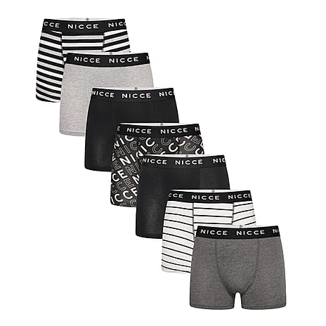 NICCE 95% Cotton, 5% Elastane Set of 7 Boxers - Size XXL - MONO