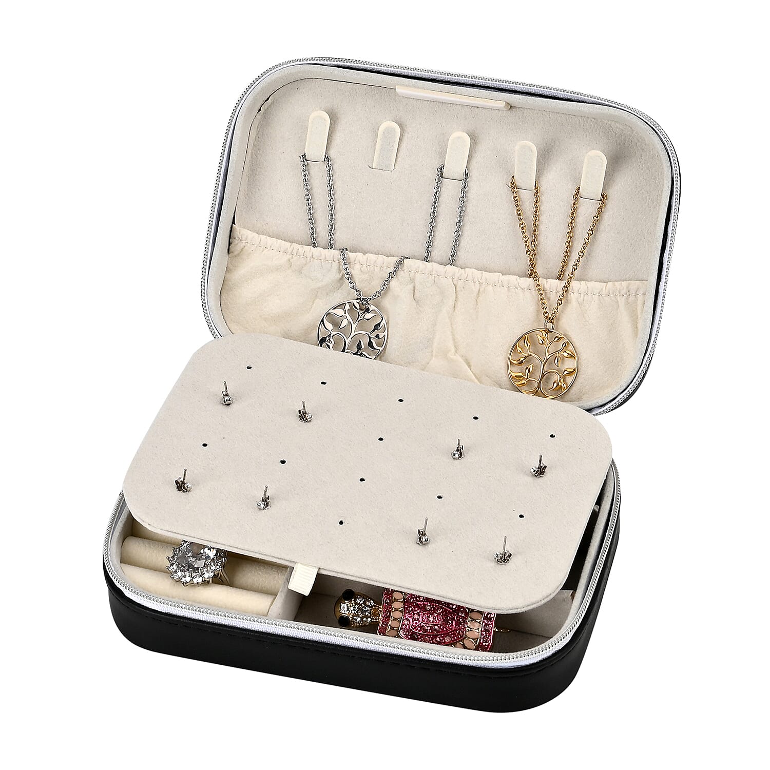 Patterned Jewellery Box (Size 16x11x5 cm) - Black Patterned Jewellery Box (Size 16x11x5 cm) - Black