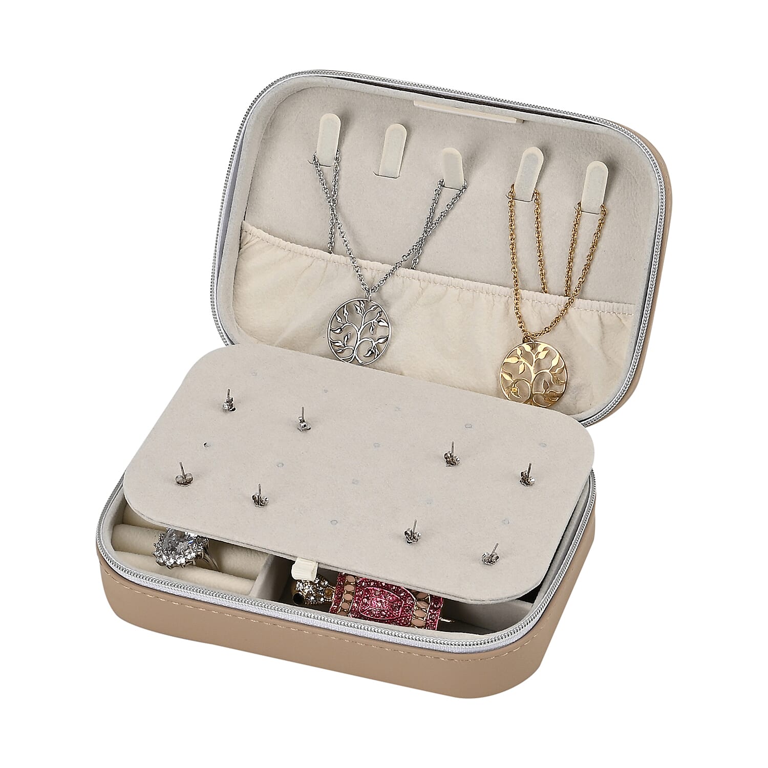 Patterned Jewellery Box (Size 16x11x5 cm) - Khaki Patterned Jewellery Box (Size 16x11x5 cm) - Khaki