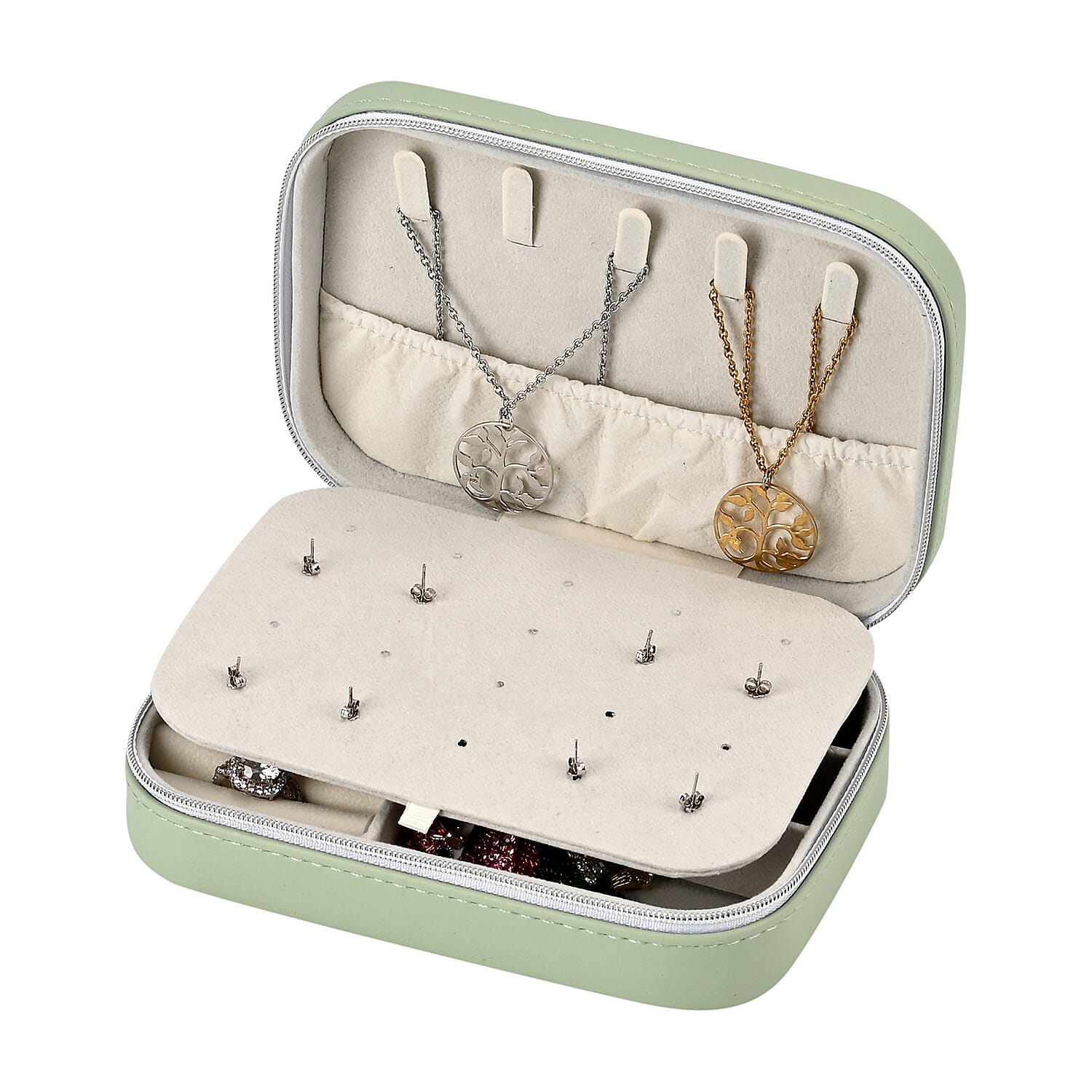 Patterned Jewellery Box (Size 16x11x5 cm) - Light Green Patterned Jewellery Box (Size 16x11x5 cm) - Light Green