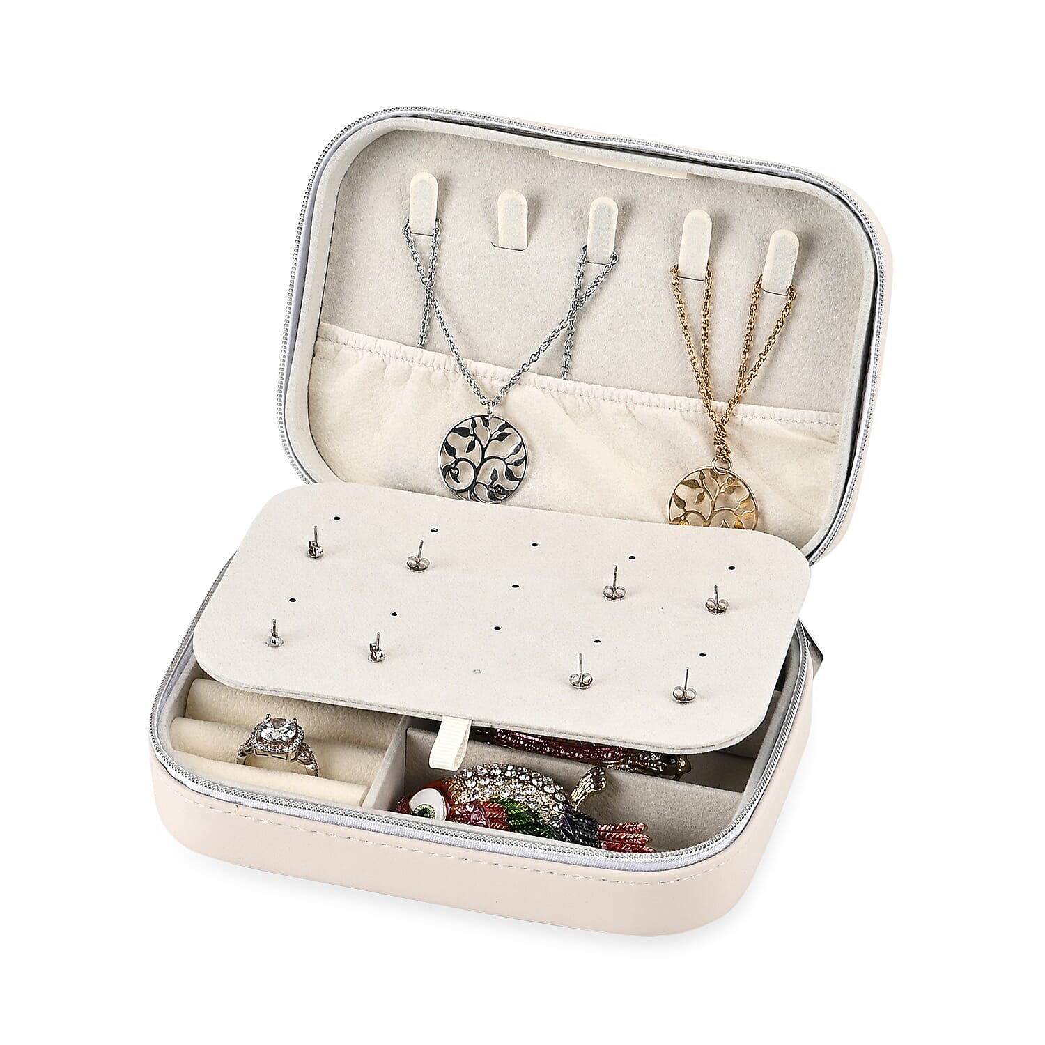 Patterned Jewellery Box (Size 16x11x5 cm) - Cream