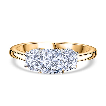 Luxuriant Diamond 1.5 Ct. Lab Grown Diamond Trilogy Ring in 22K Yellow Gold, IGI Certified