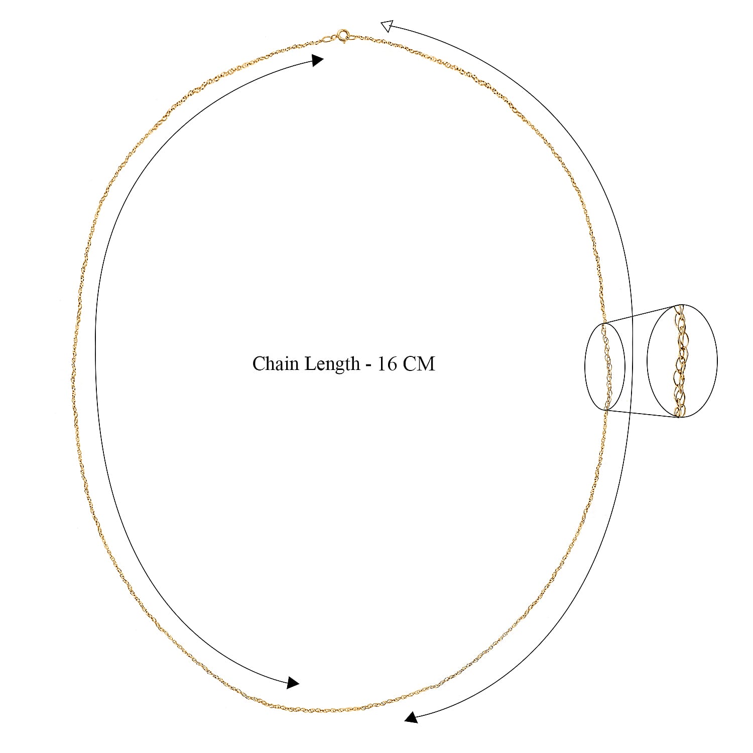 9K Gold Prince Of Wales Necklace - 18 inch