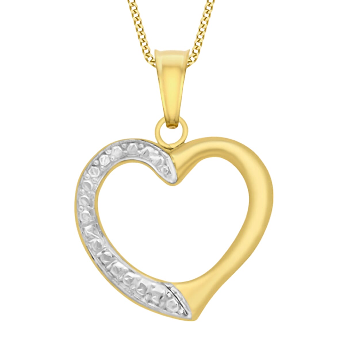 Close Out Deal - 9K Yellow Gold Two Tone Open Heart Pendant
